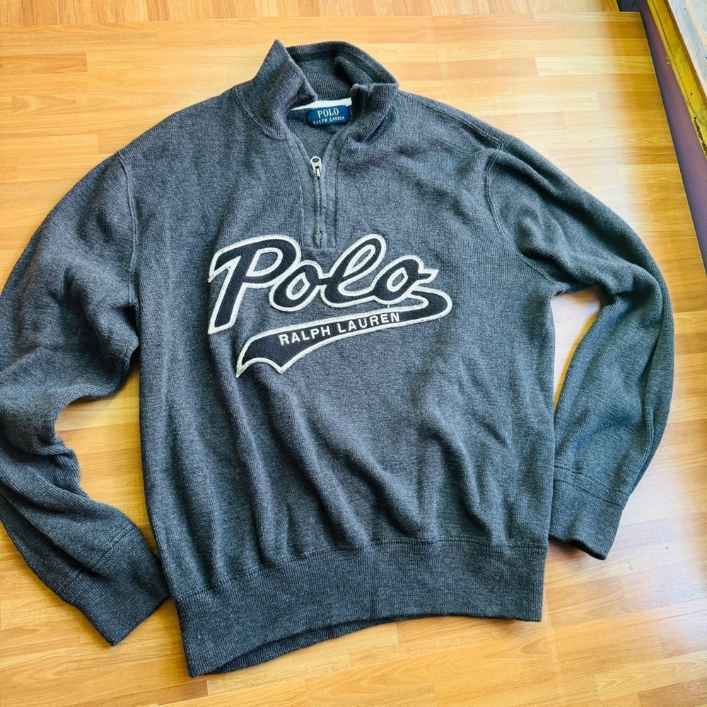 Ralph Lauren quarter zip pullover sweater with collar size large gray